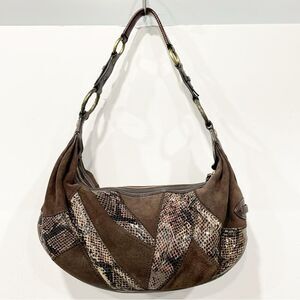 Vintage Y2K Cole Haan Bag Genuine Leather Women Alison Patchwork Mini Hobo Brown